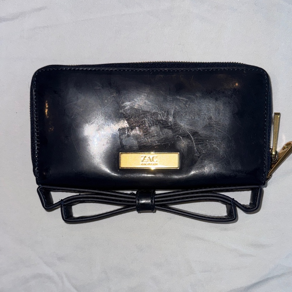 ZAC Zac Posen navy Wallet with Gold Accents